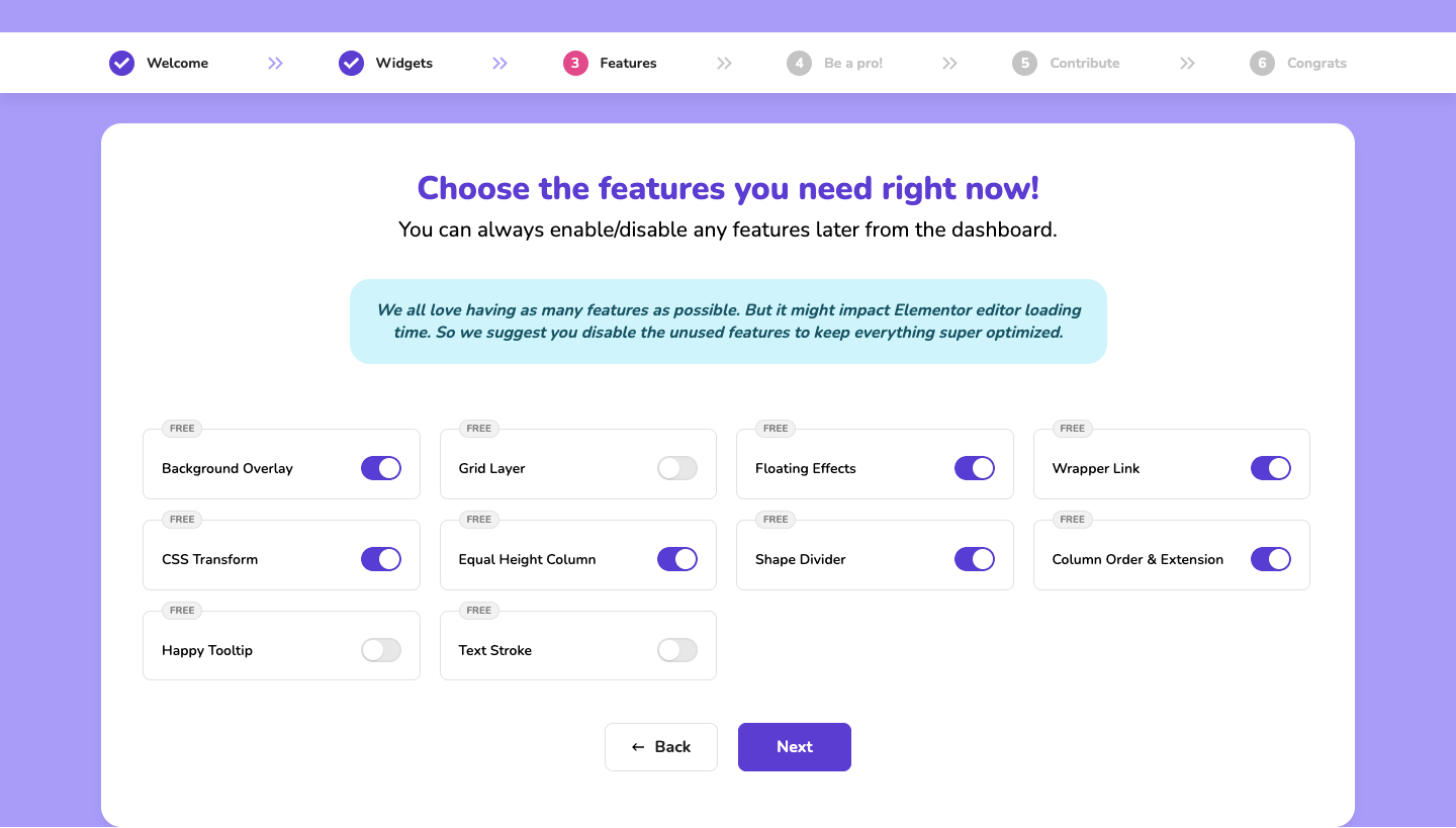 Installation 5 Features