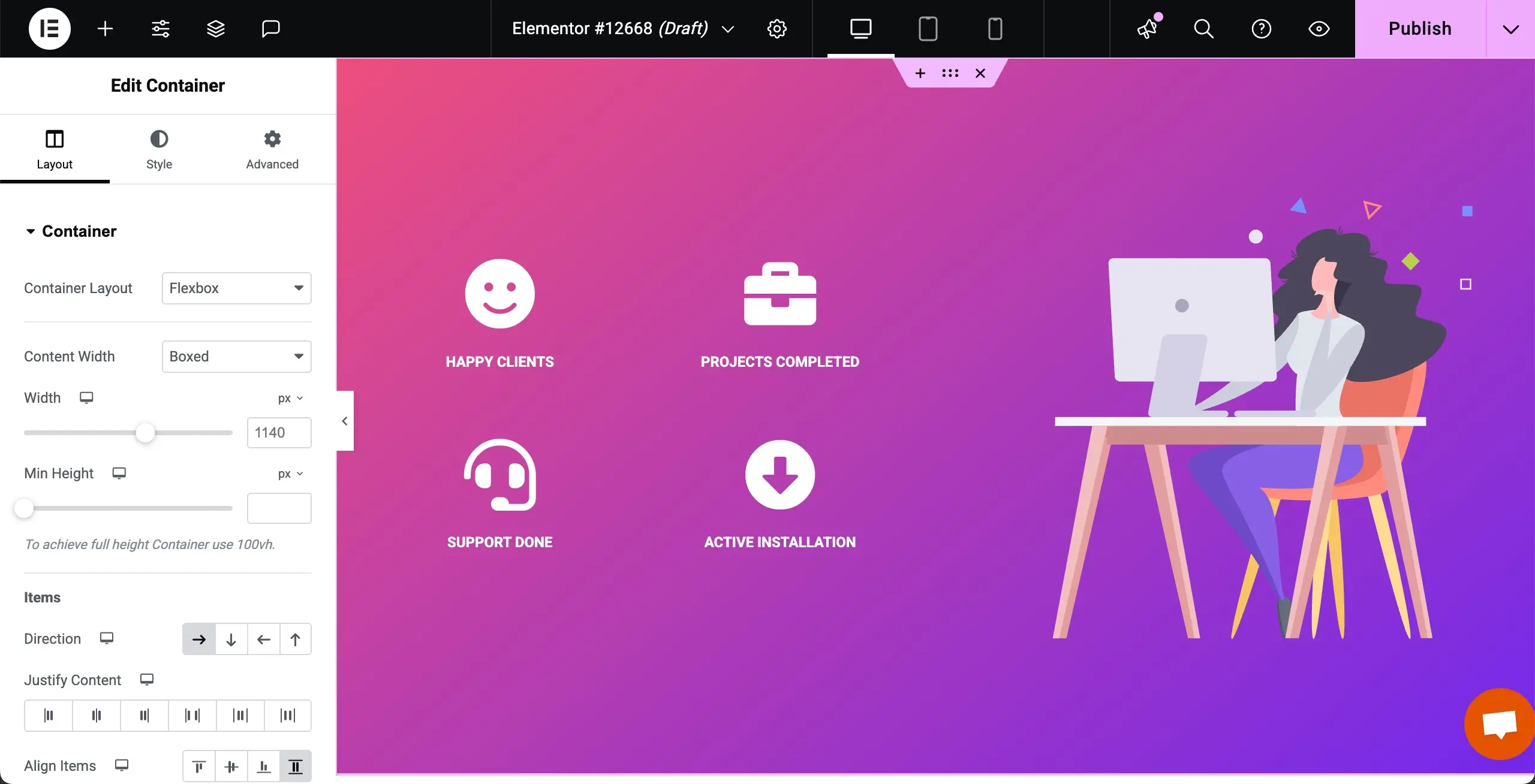 Open a Page and Select an Element to Add Custom CSS Code