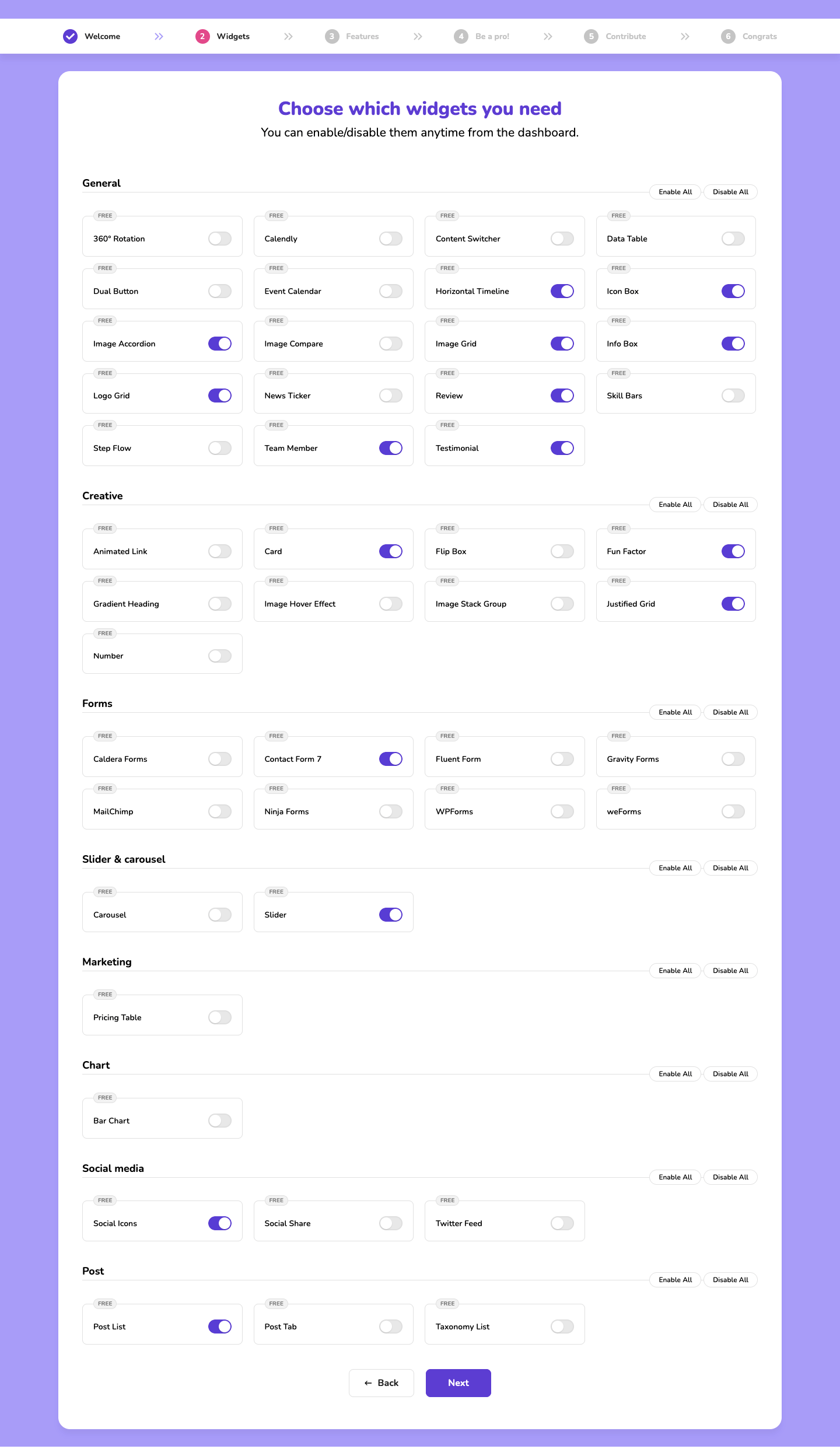 Installation 4 Widgets