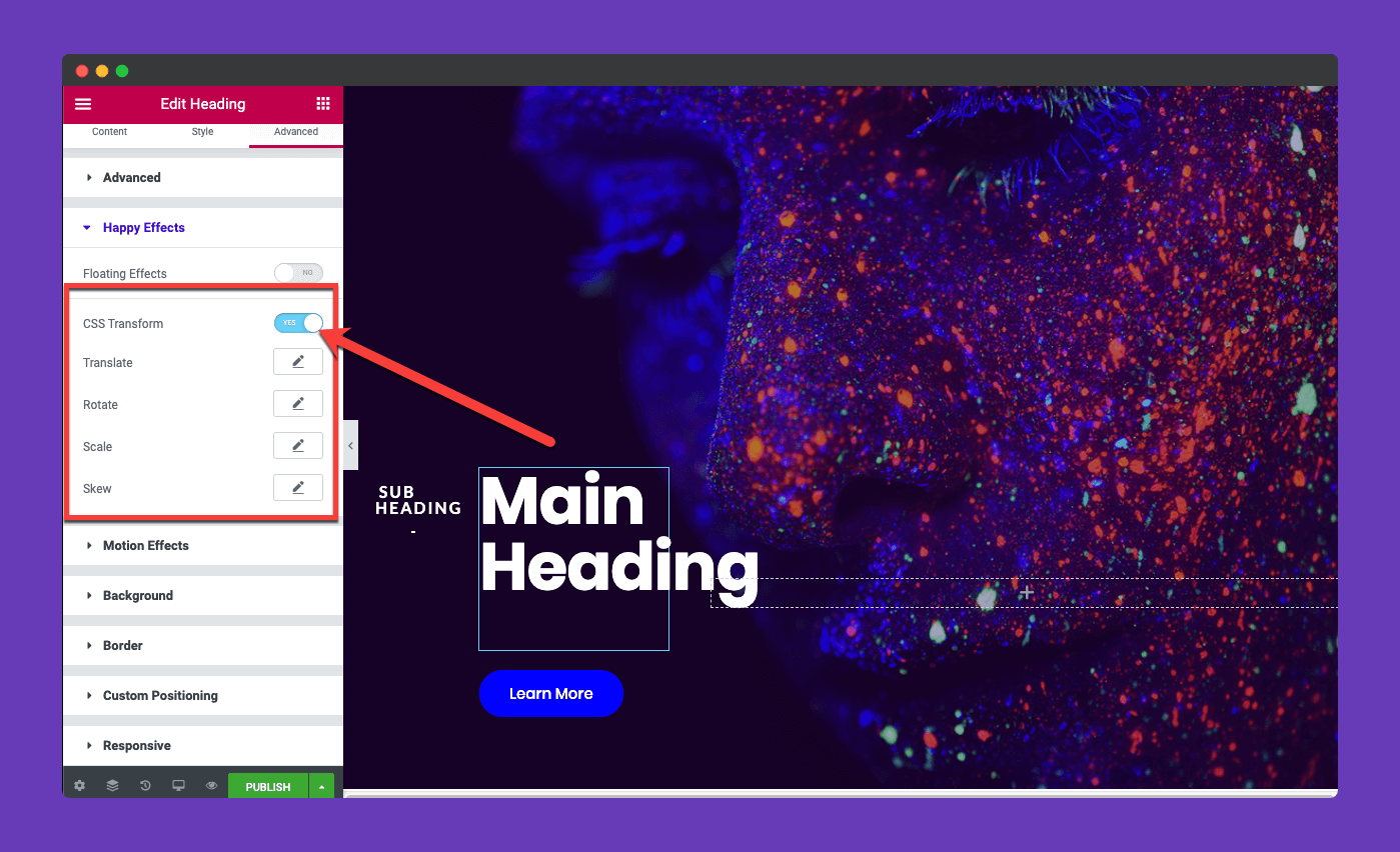 CSS Transform 1 Activating CSS Transform feature