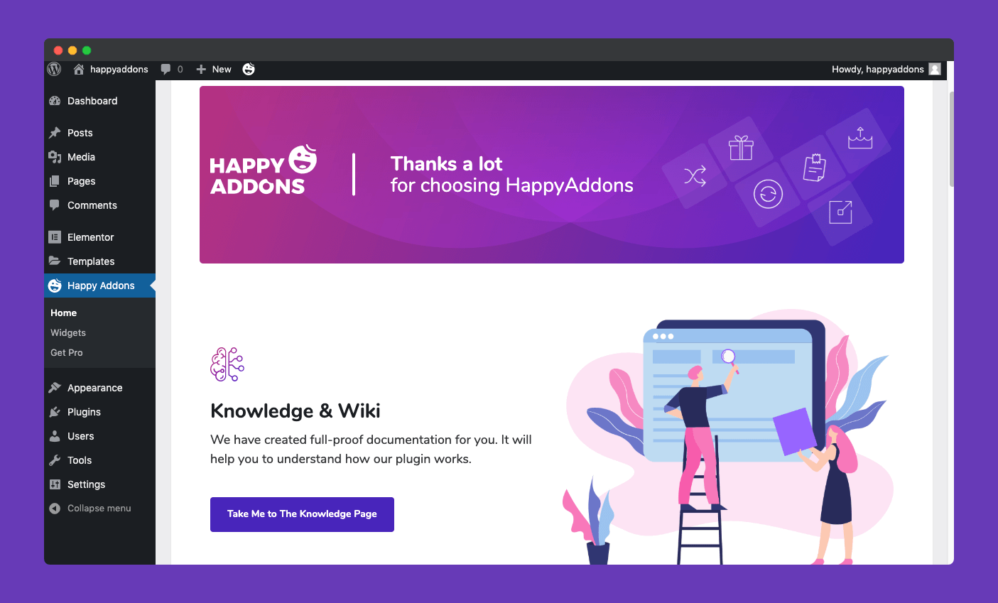 Happy Elementor Addons v2.0.0 Released with Numerous Notable Changes 1 Plugin Dashboard