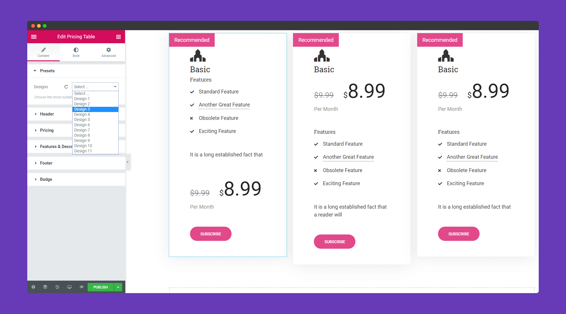Pricing Table 2 ss2 4