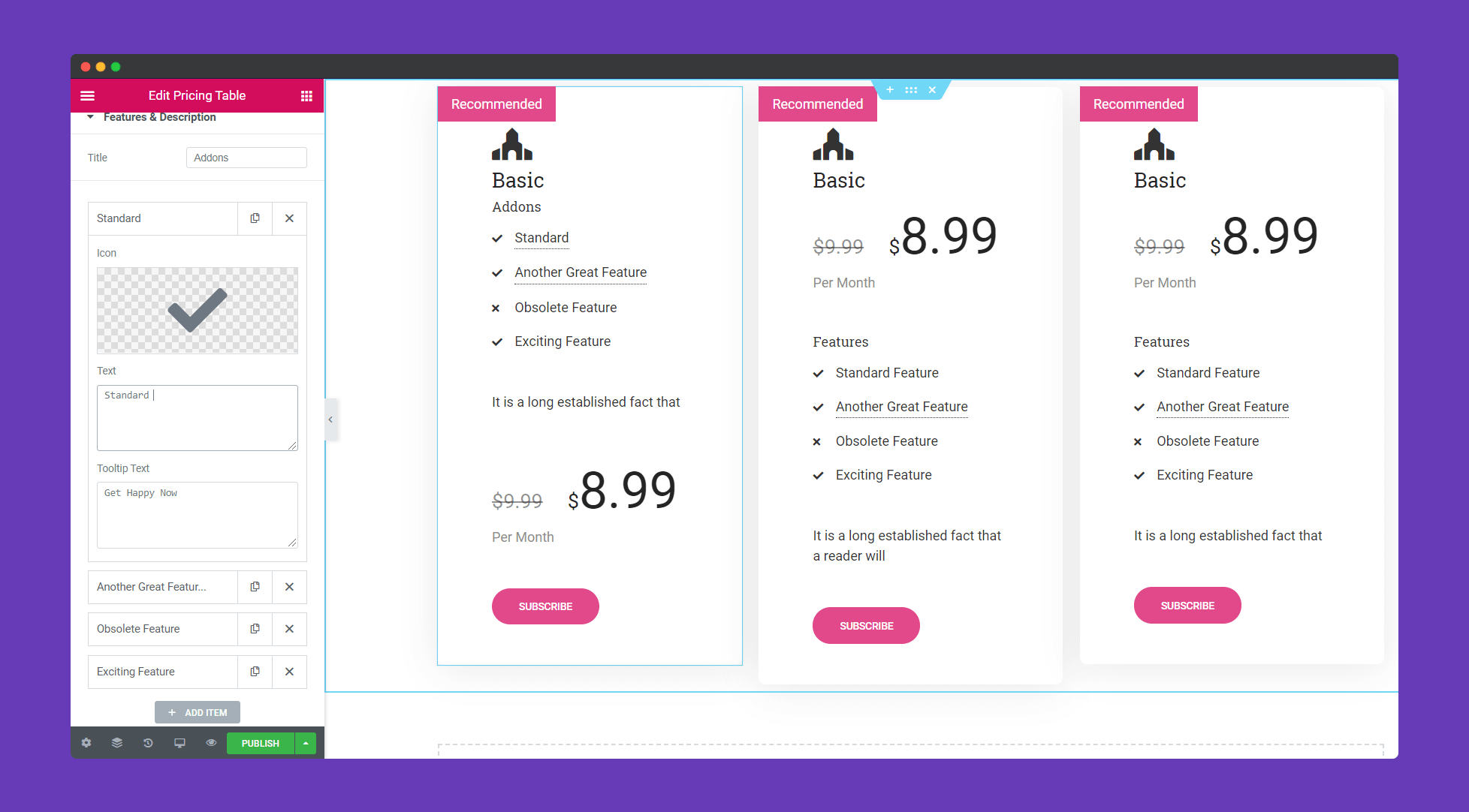Pricing Table 3 ss3 4