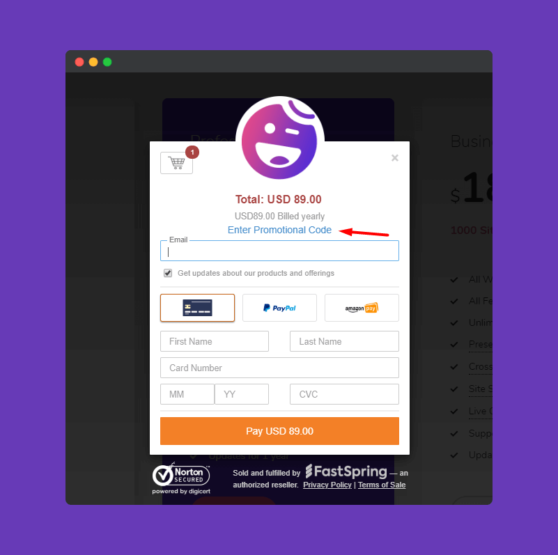Purchase Process 3 Enter Promotional Code