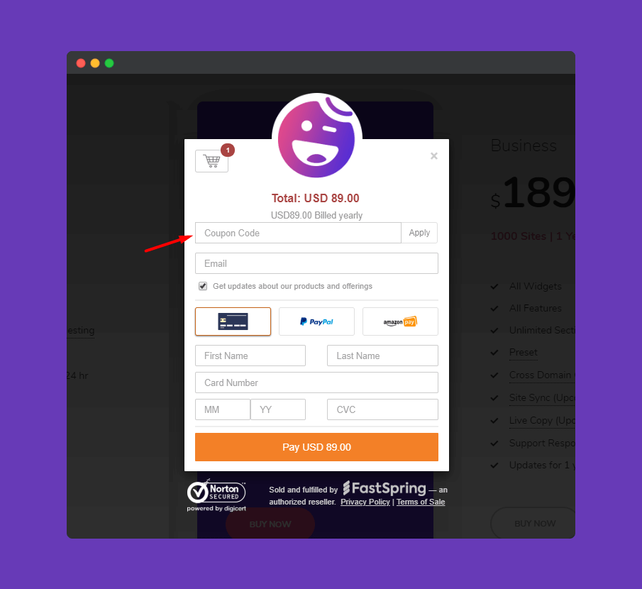 Purchase Process 4 promotional code
