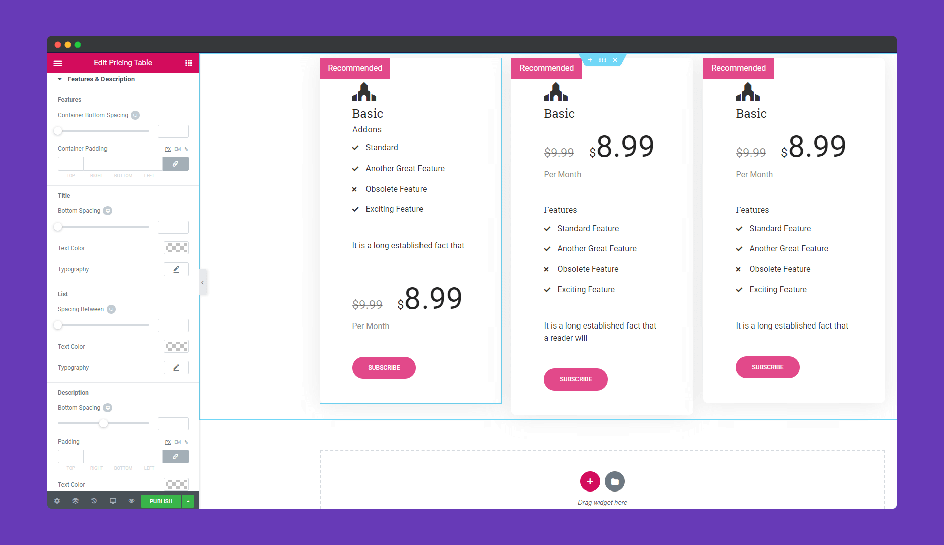 Pricing Table 6 ss5 4