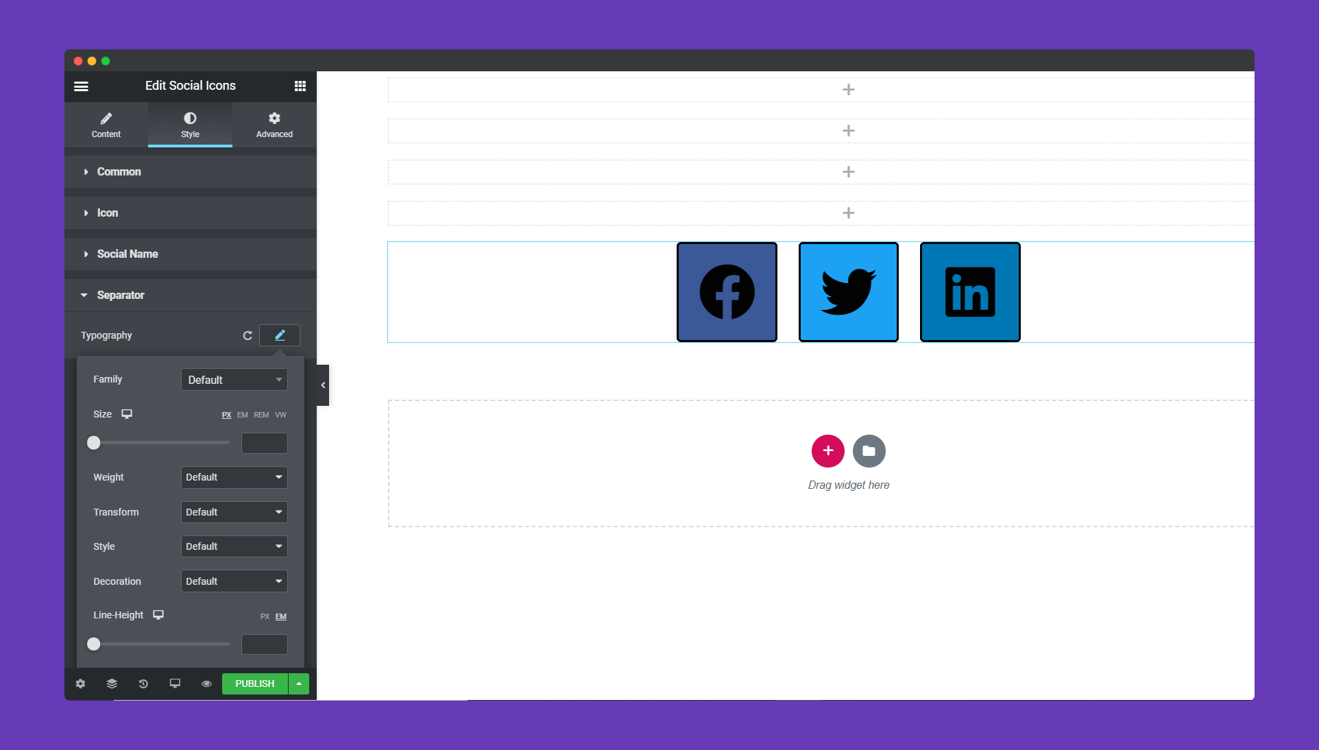 Social Icon 8 Separatror section
