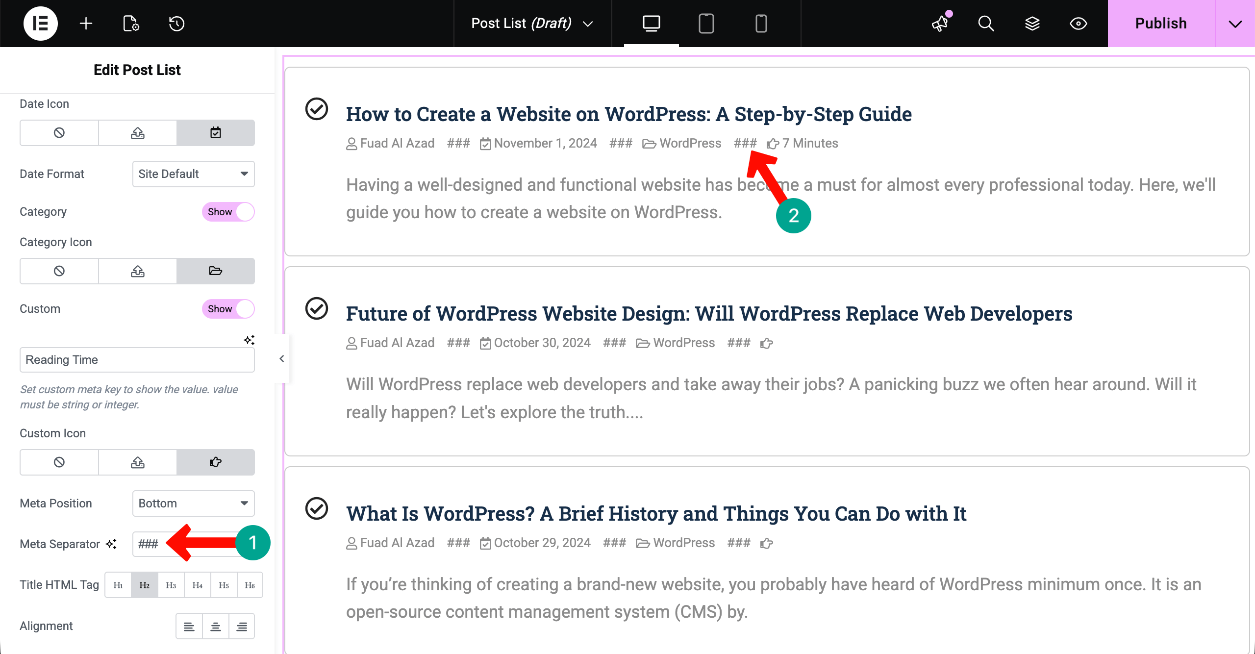 Post List 19 Add meta separator