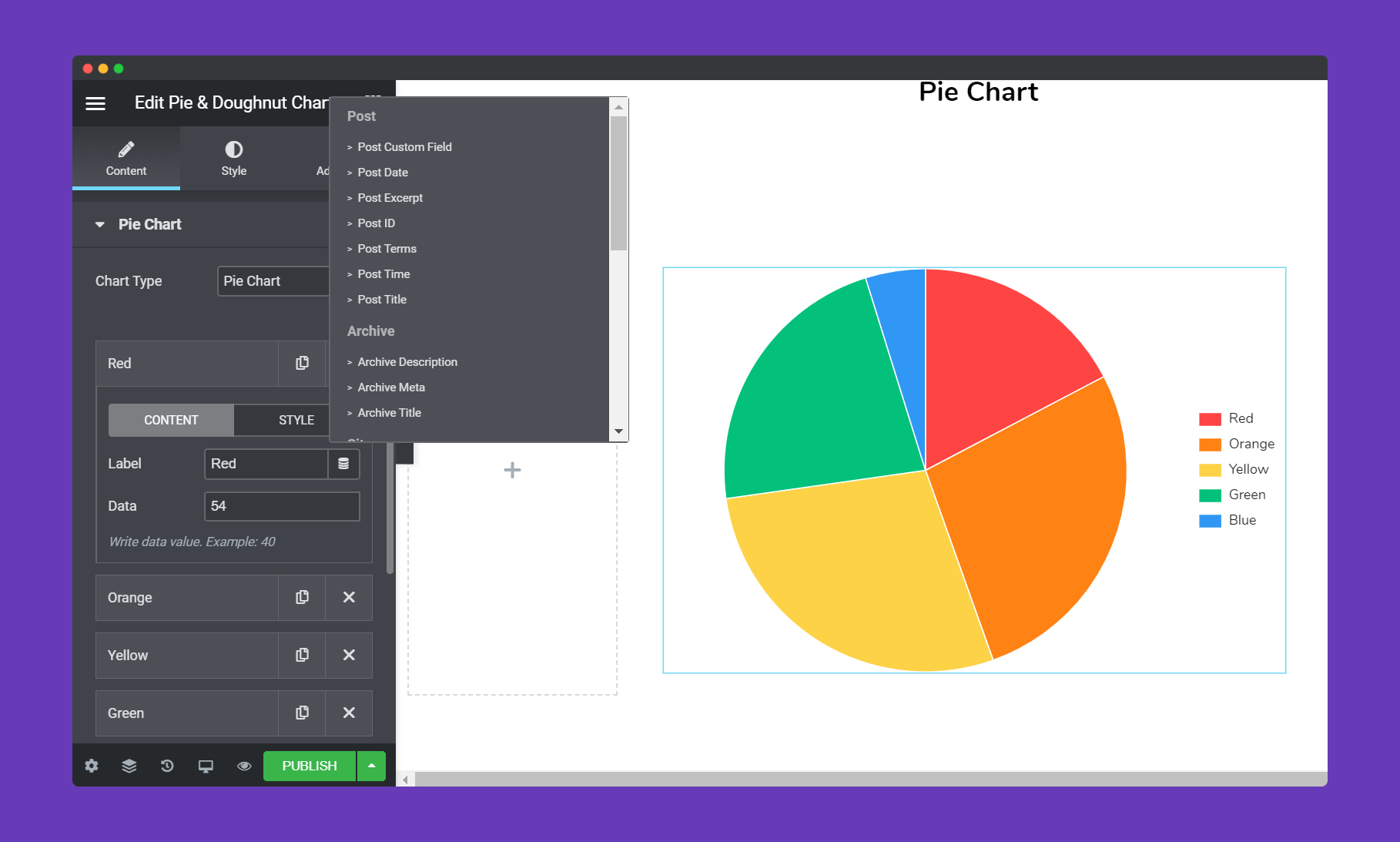 Pie & Doughnut 5 Pie chart Content