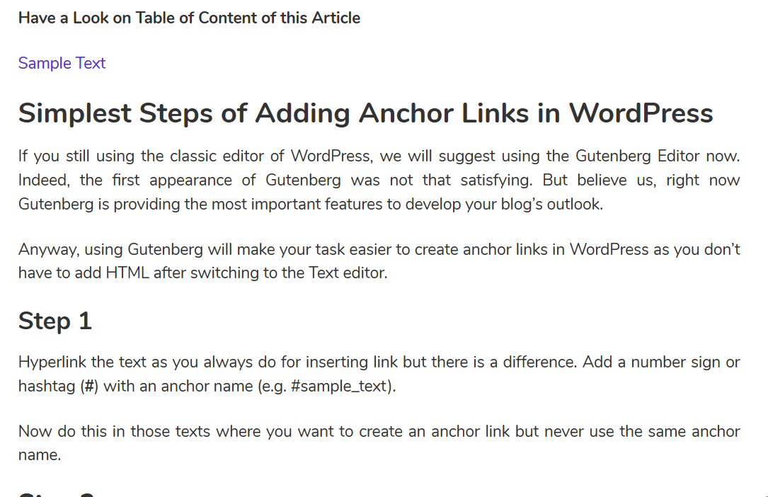 How To Create Anchor Links In WordPress (The Easiest Way) 4 Sample of Anchor linking
