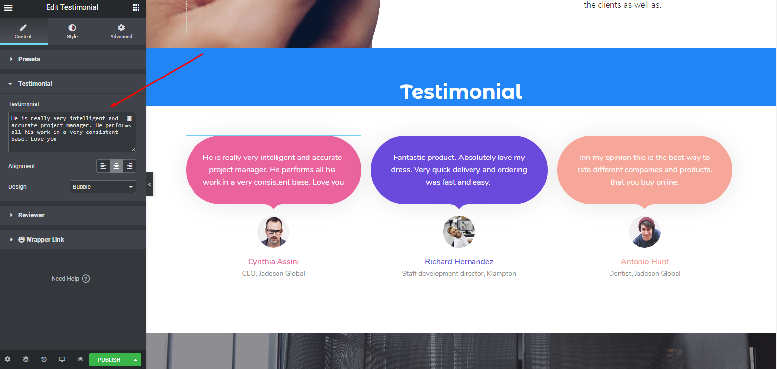 How To Create a Website with Elementor & Give It a Professional Look with Ease 11 How to publish testimonial using HappyAddons