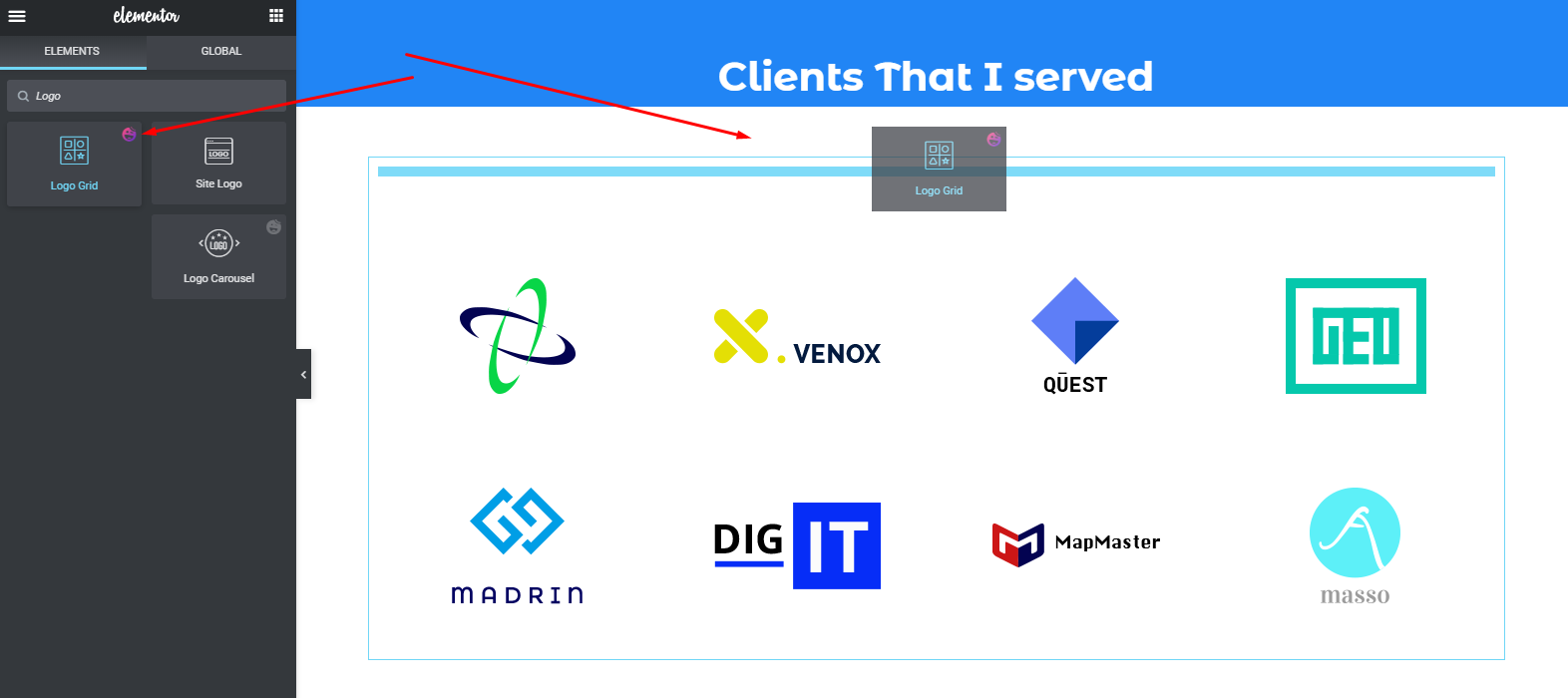 How To Create a Website with Elementor & Give It a Professional Look with Ease 13 Logo Grid widget of Happy Addons