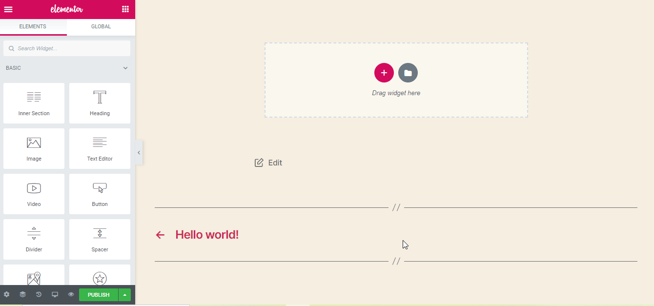 How to Use Elementor to Build Your Website With Ease 7 drag widgets in empty page