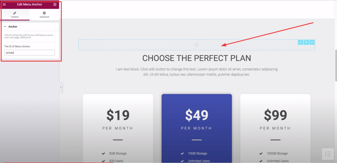 How to Add Anchor Links in Elementor (Step by Step Guide) 5 Content of Menu Anchor Widget