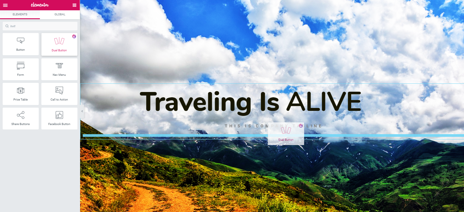 How To Create a Travel Website with WordPress and Elementor In Under an Hour 12 Dual Button widget