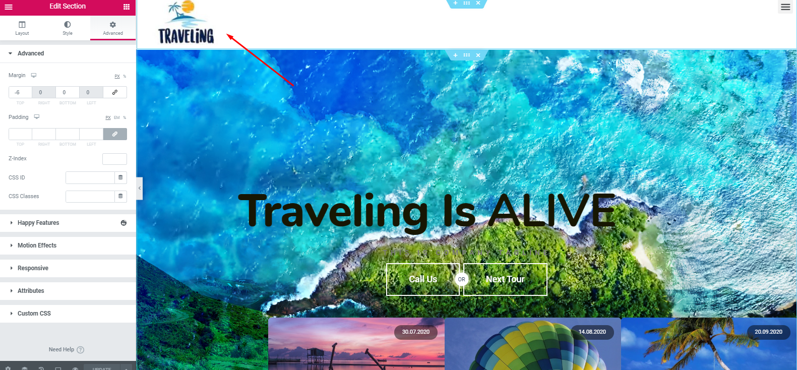 How To Create a Travel Website with WordPress and Elementor In Under an Hour 39 Header 1