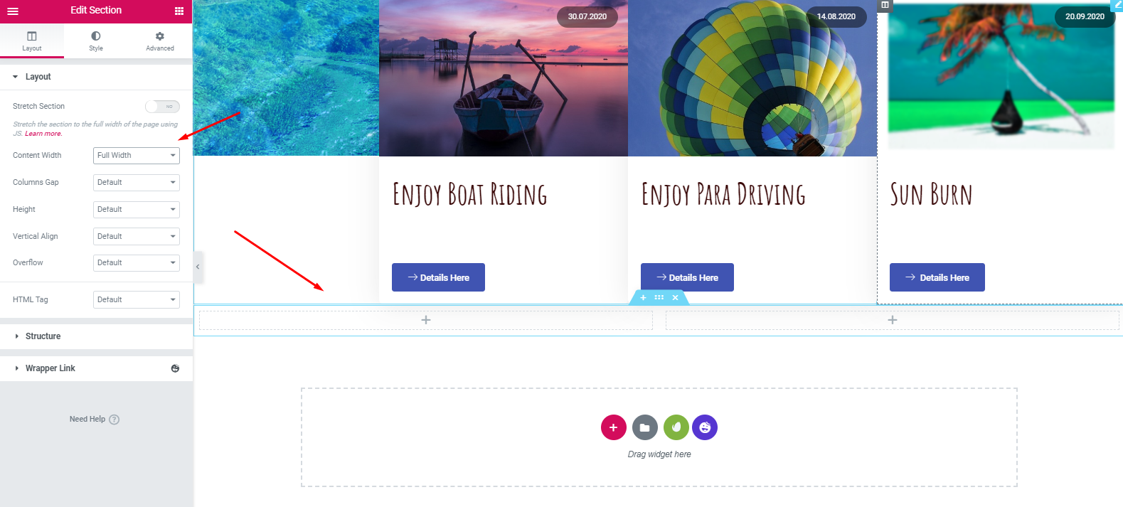 How To Create a Travel Website with WordPress and Elementor In Under an Hour 22 Section adding