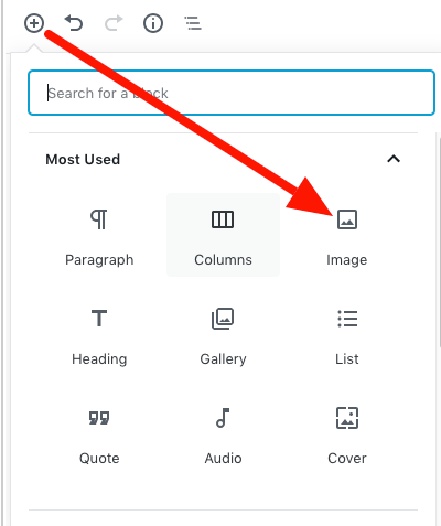 Answers to Frequently Asked Questions (FAQ) on Gutenberg Block Editor 10 add image in gutenberg