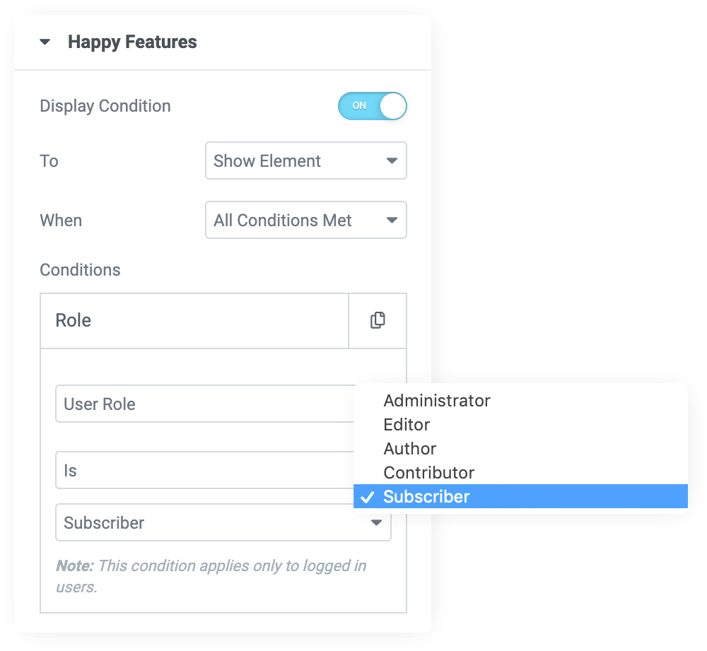 HappyAddons Conditional Feature