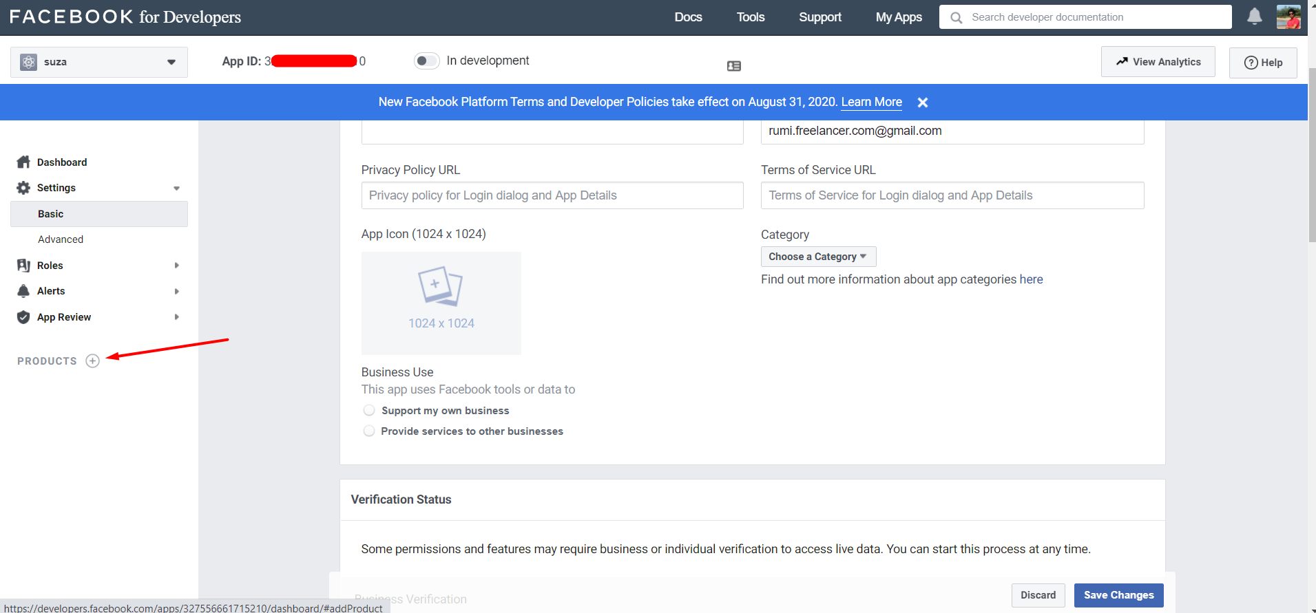 How to Generate Instagram Access Token 8 Go to the products option