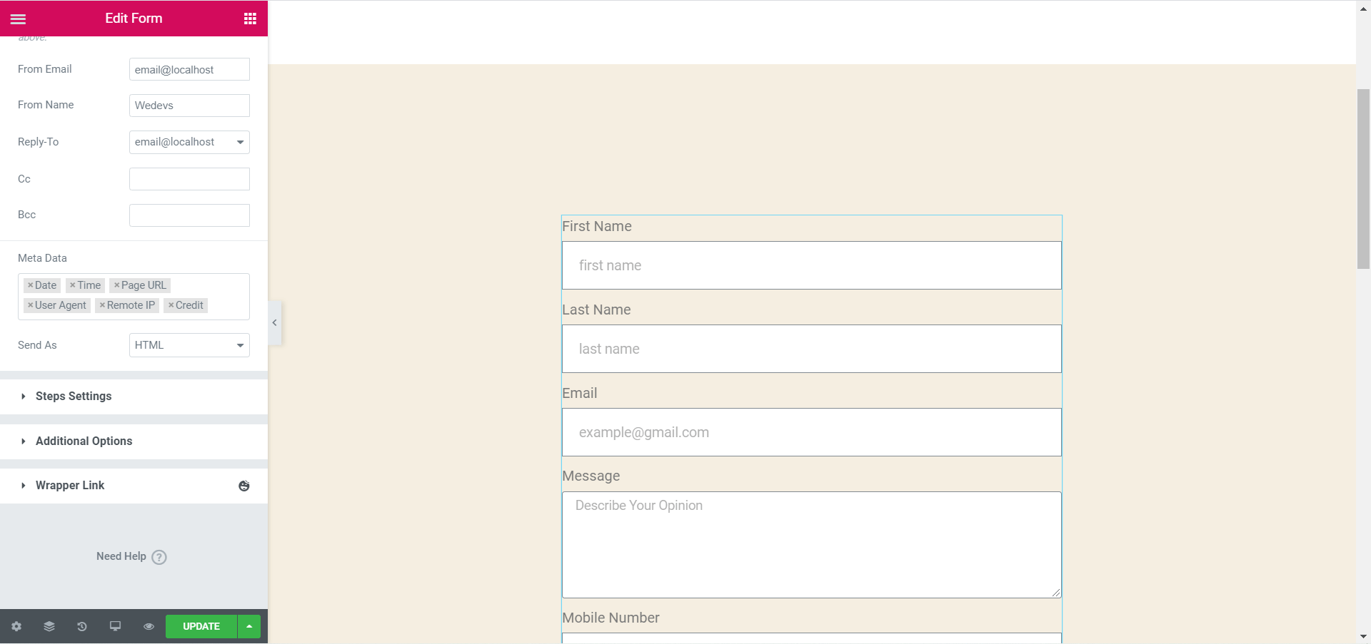 The Ultimate Guide To Creating An Elementor Contact Form 8 Step 5: Setting Elementor Contact Form for Custom Messaging