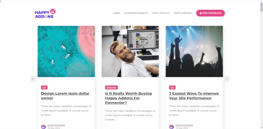 HappyAddons Feature Updates: Learn How to Present Your Blog Smartly with New Post Widgets 4 post carousel