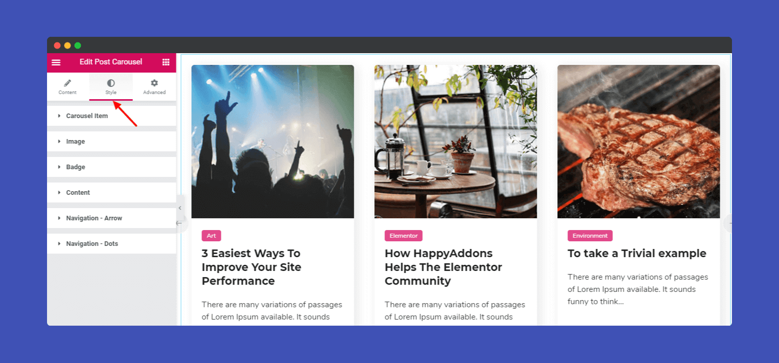Post Carousel Widget 6 style options