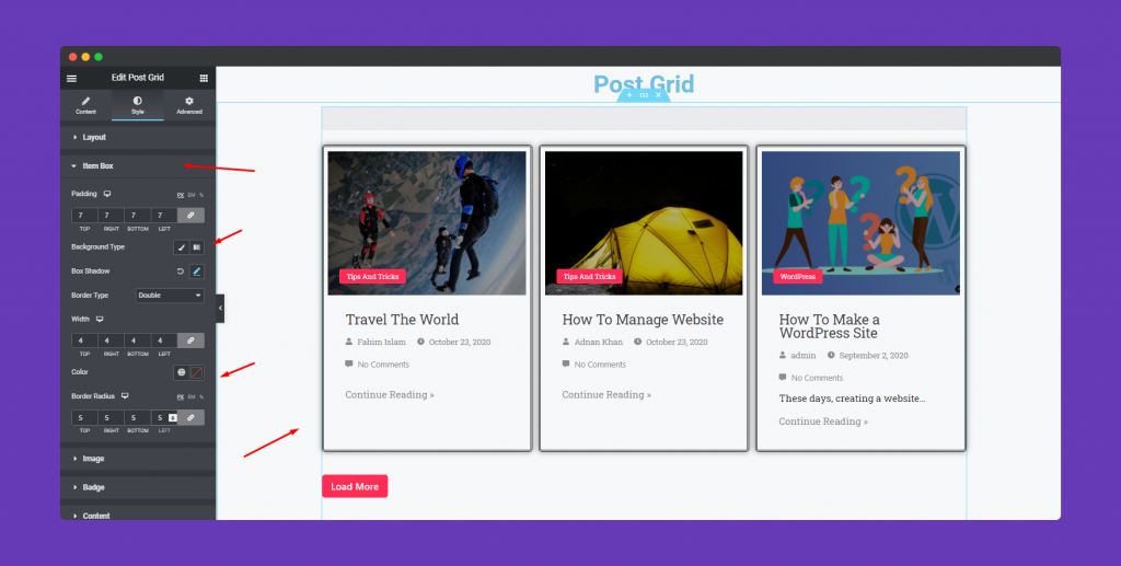 Post Grid Widget 12 How to edit item box