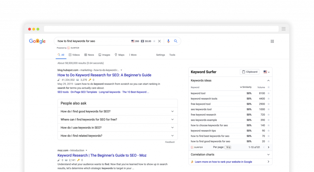 15 Top Keyword Research Tools To Improve SEO 6 Keyword Surfer
