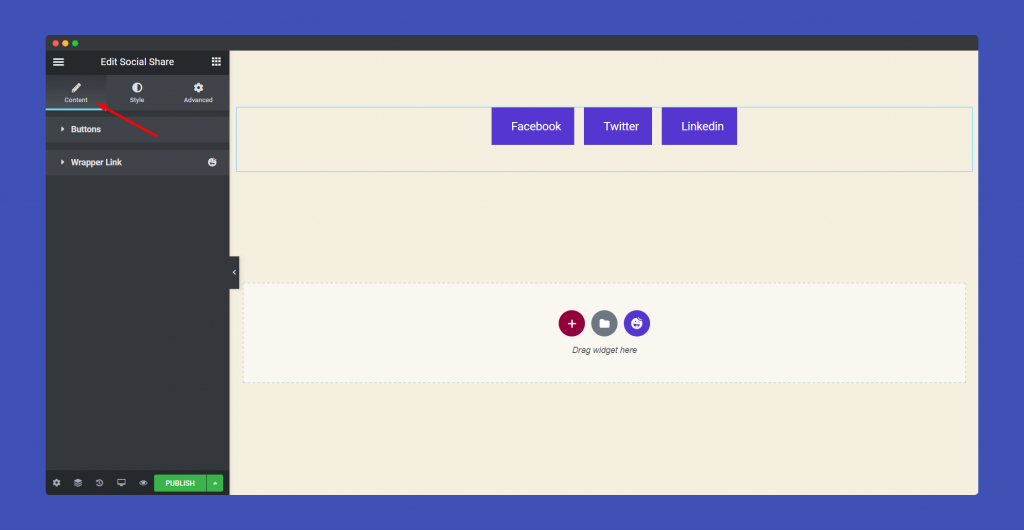 Social Share Widget 2 content section