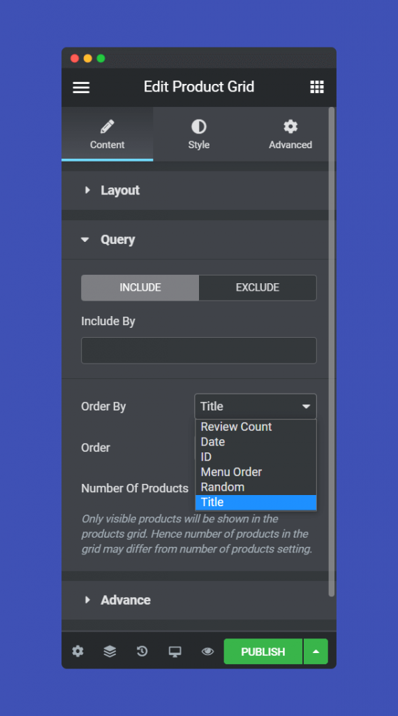 Product Grid 7 order by