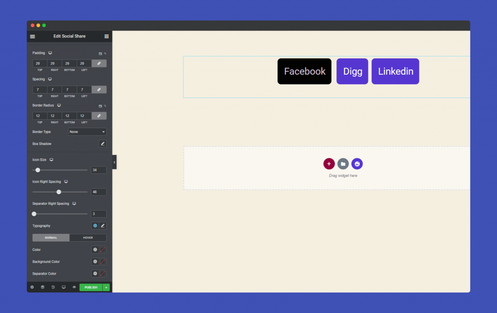 Social Share Widget 7 style of button