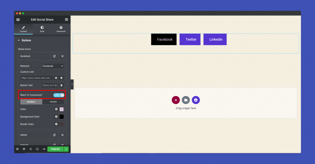 Social Share Widget 4 want to customize