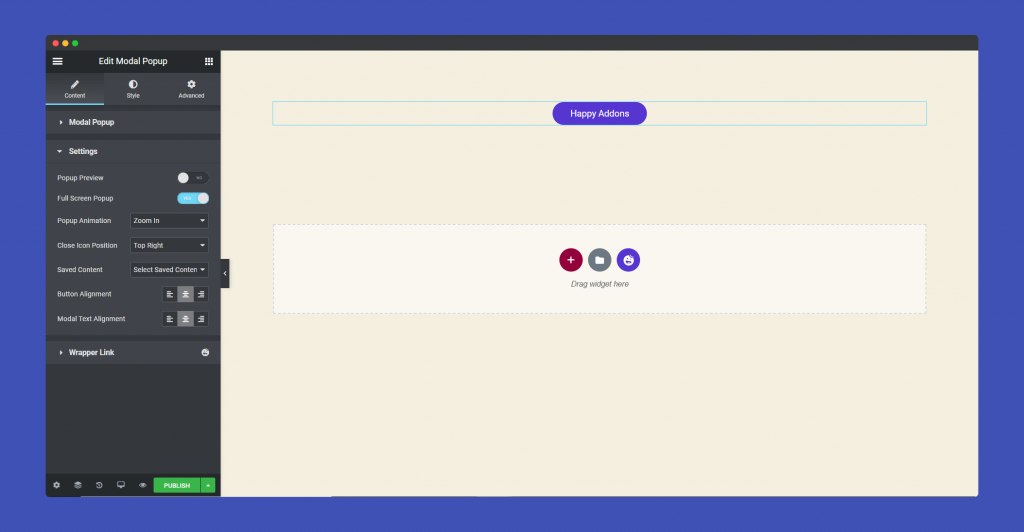 Modal Pop-up 7 settings