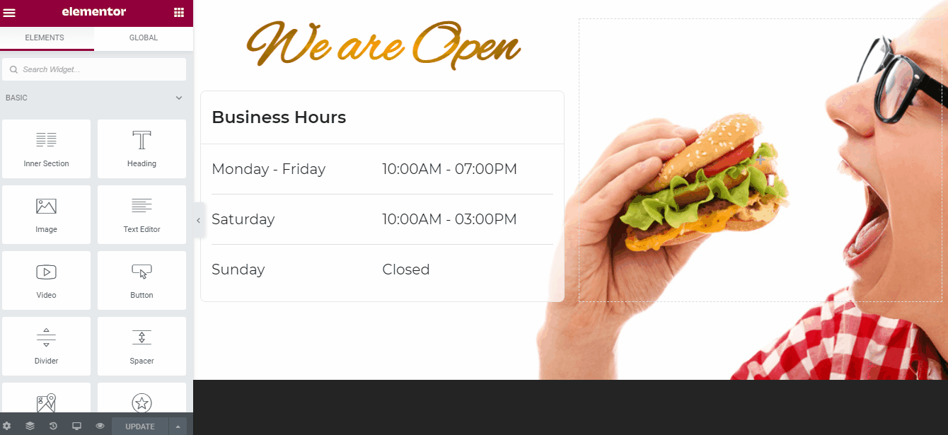 How to Create a Restaurant Website Using WordPress and Elementor 11 Adding a Button
