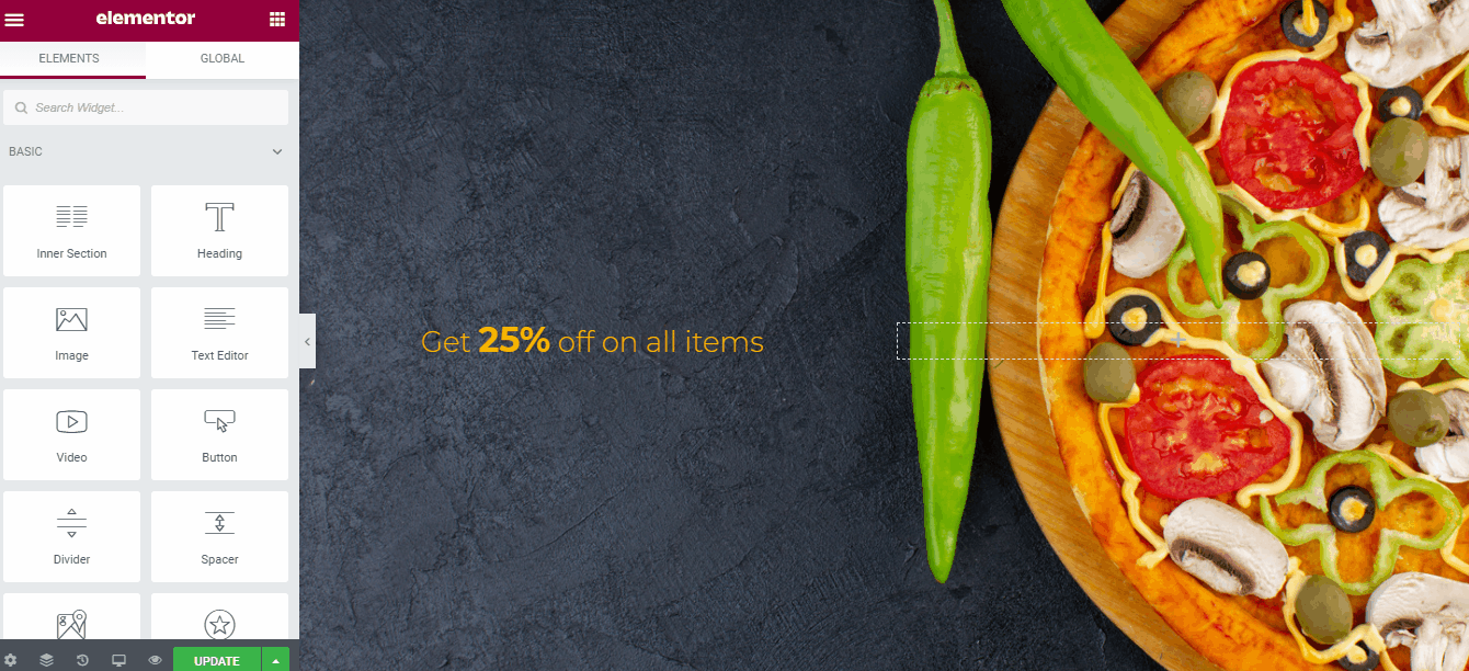 How to Create a Restaurant Website Using WordPress and Elementor 7 Editing Header