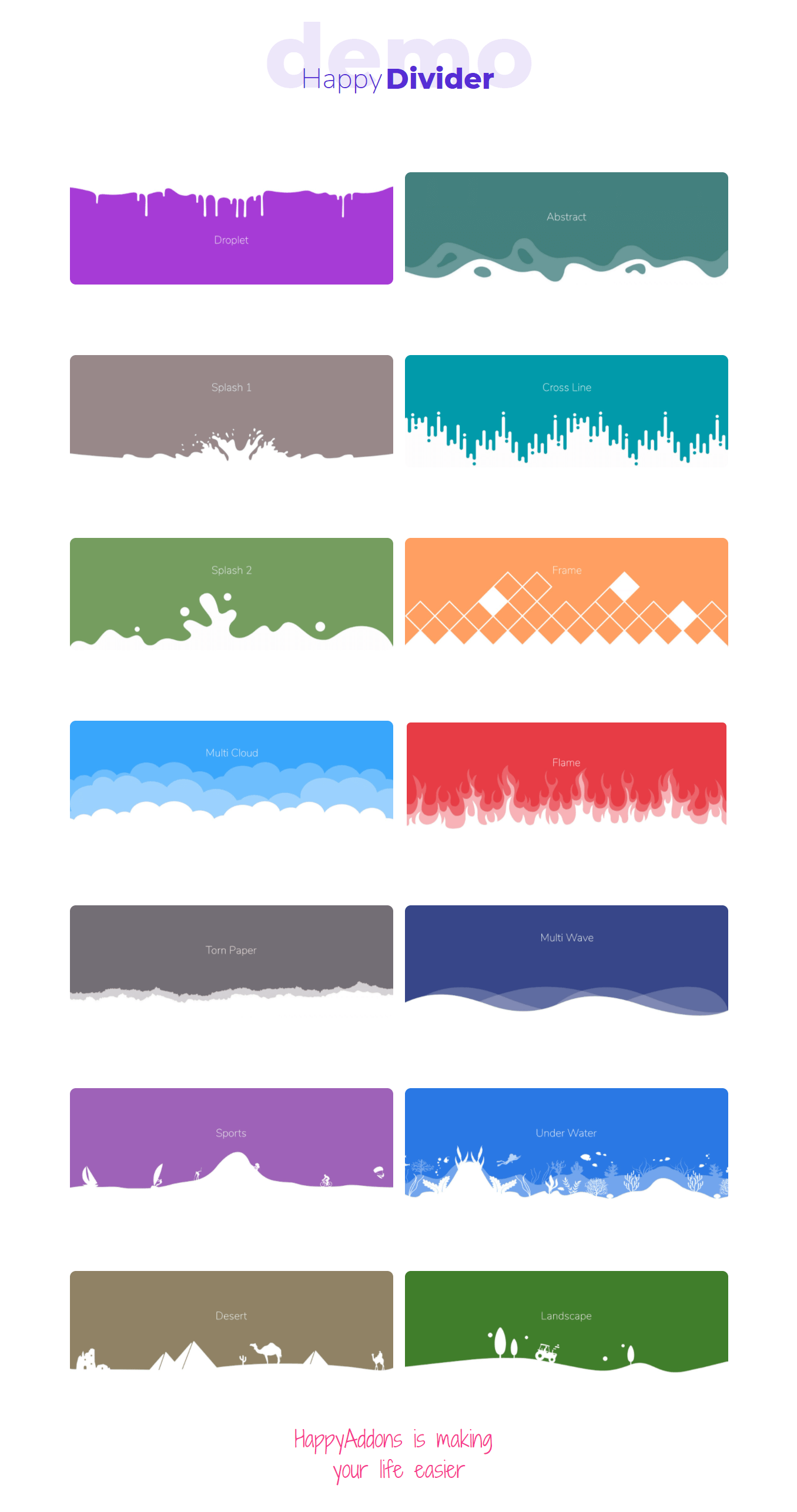 How to Add Elementor Shape Divider to A Section in WordPress 2 Demo of Happy Shape Dividers