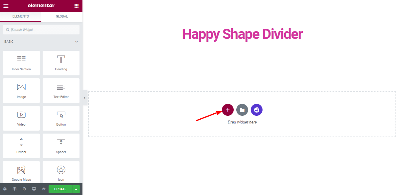 How to Add Elementor Shape Divider to A Section in WordPress 3 Elementor-Happy-Shape-Divider-Add-Section