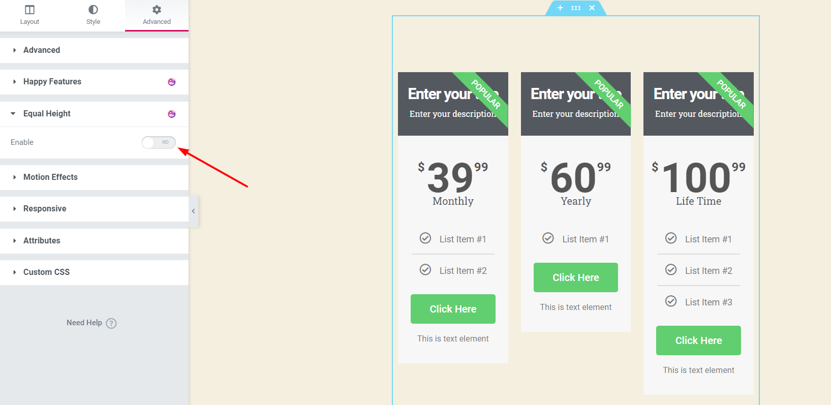 How to Make Elementor Columns Equal Height (Also Flexbox Container) 5 Enable the Option of Equal Height