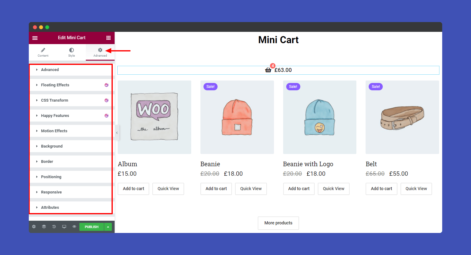Mini Cart 13 Mini Cart Advanced option