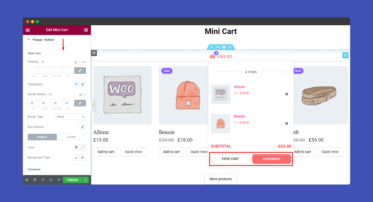 Mini Cart 12 Popup Button