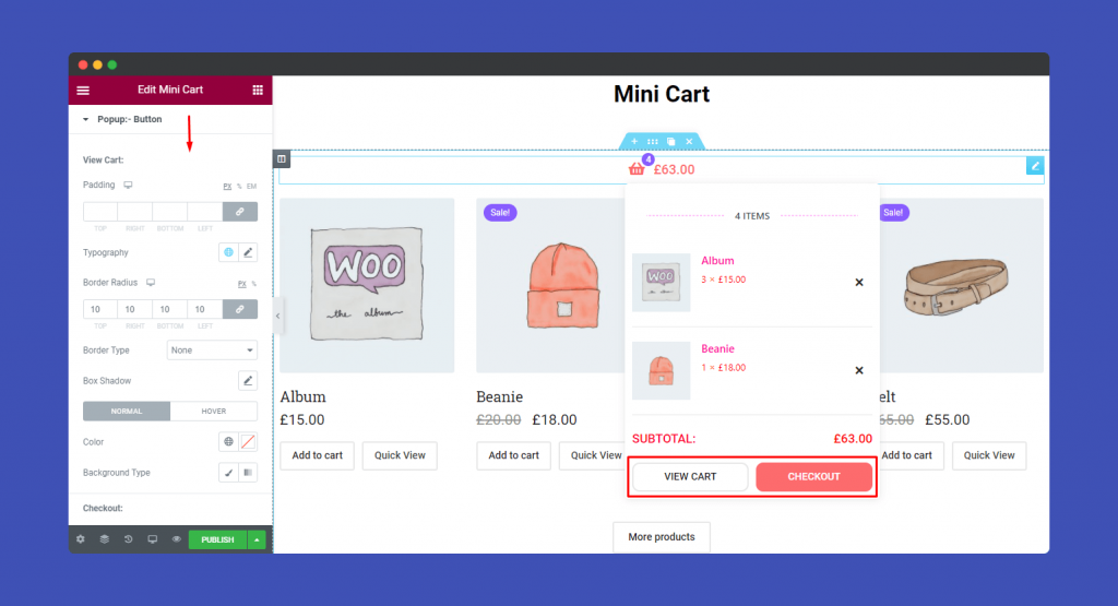 Mini Cart 11 Popup Button Style