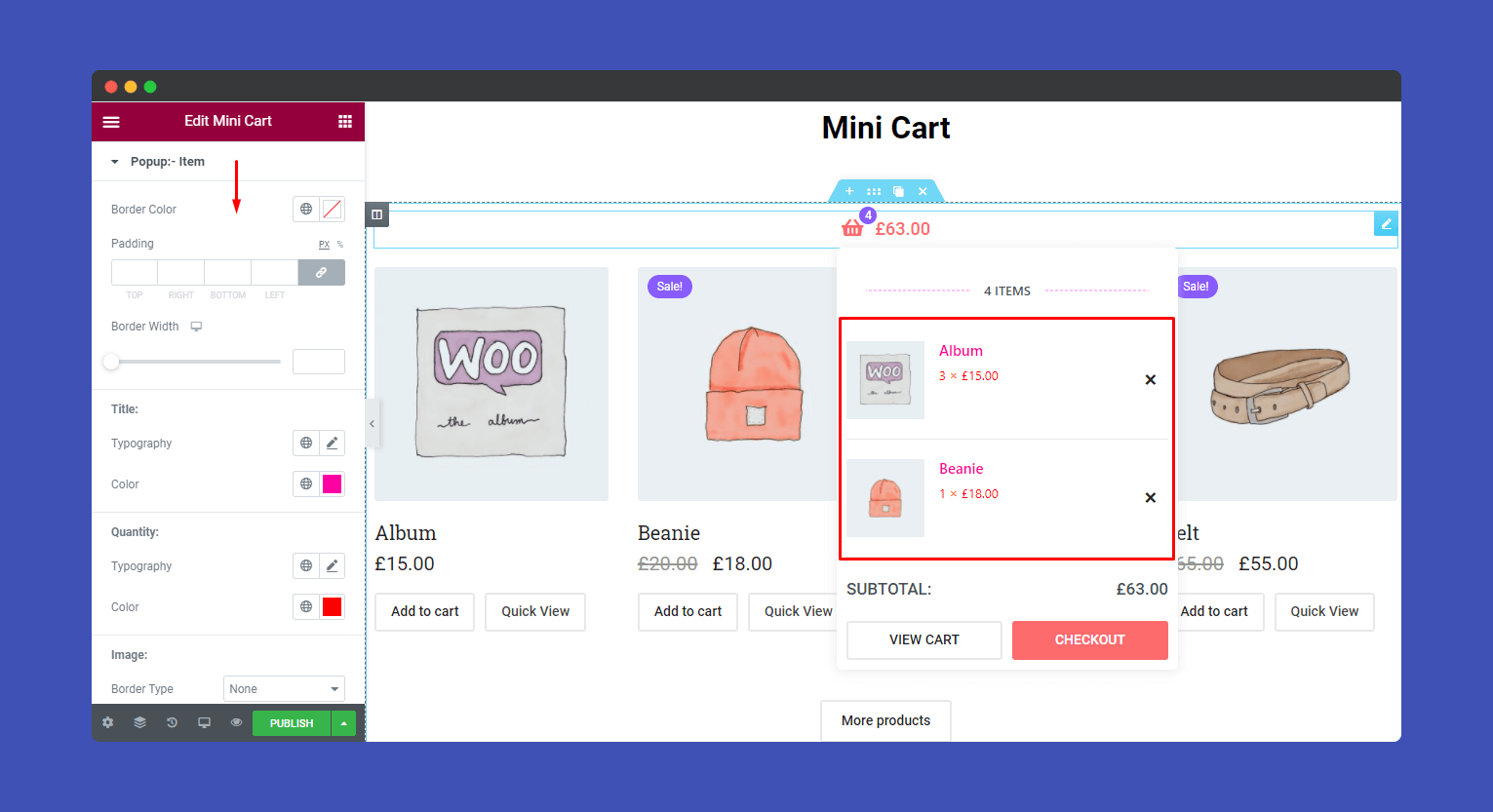 Mini Cart 10 Popup Item