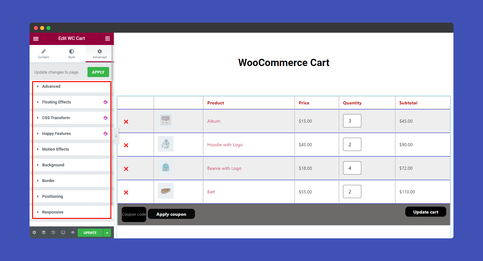 WooCommerce Cart 12 Advanced setting of WooCommerce Cart widgets