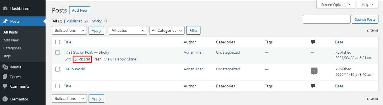 How to Make WordPress Sticky Posts with Ease 8 Quick edit old post