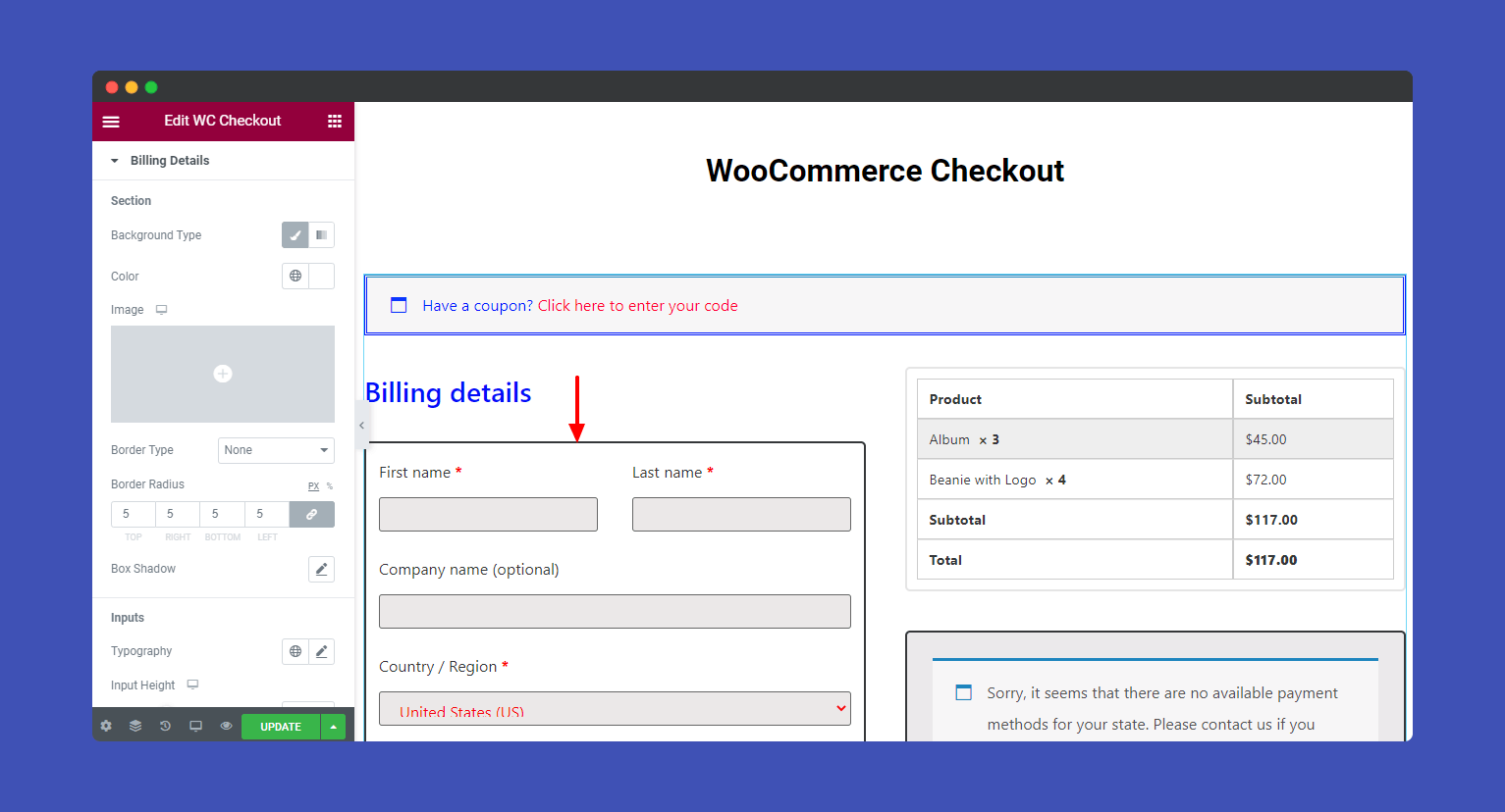 WooCommerce Checkout 9 Billing details style