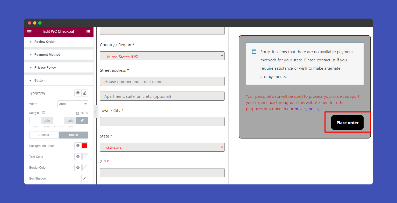 WooCommerce Checkout 14 Button style