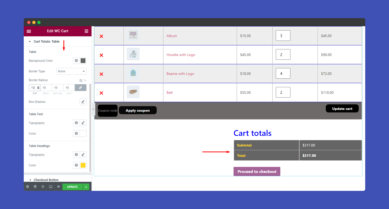 WooCommerce Cart 8 Cart Total Table