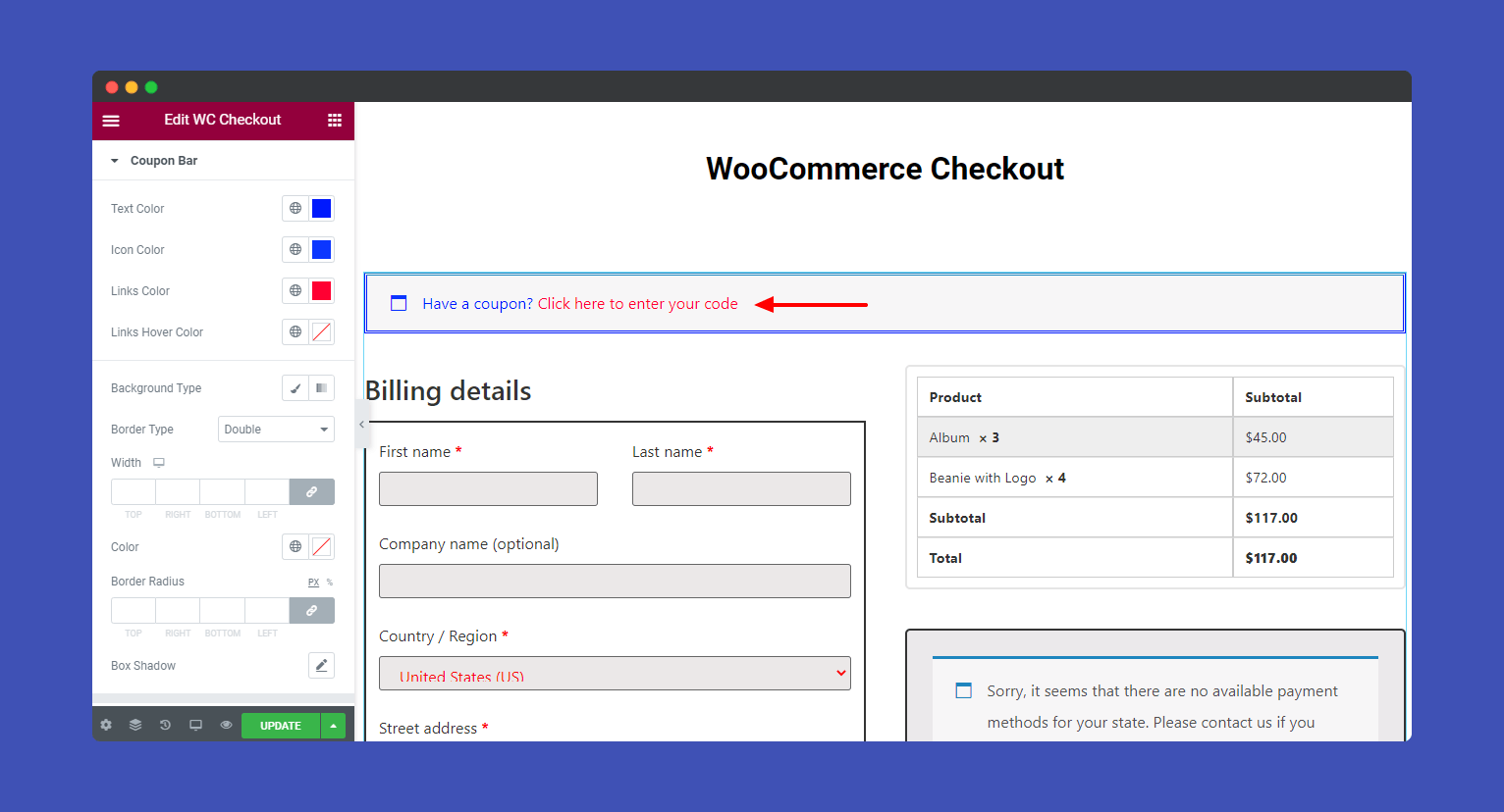 WooCommerce Checkout 7 Coupon bar style