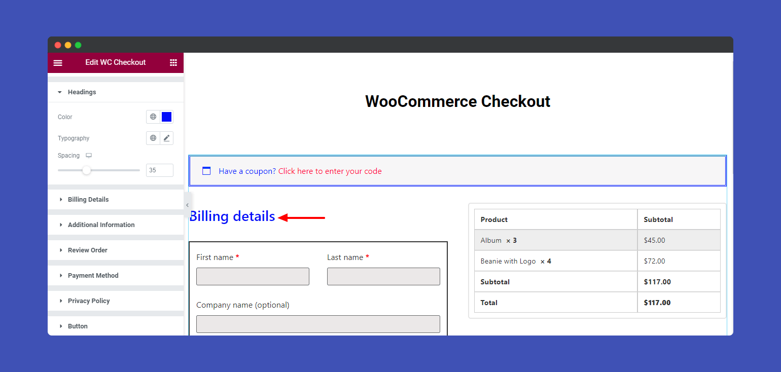 WooCommerce Checkout 8 Style heading